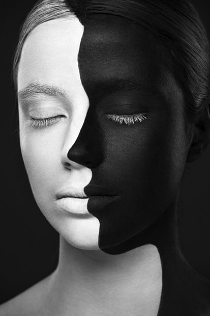 Striking Black and White Portraits of Art Painted on Faces