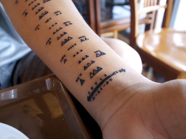 A Photography Tattoo Based on 120 Film Backing Paper Designs