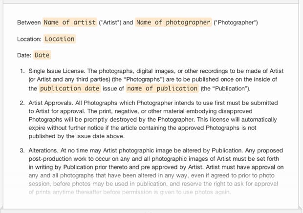 A Collection of Free Sample Legal Forms for Photographers