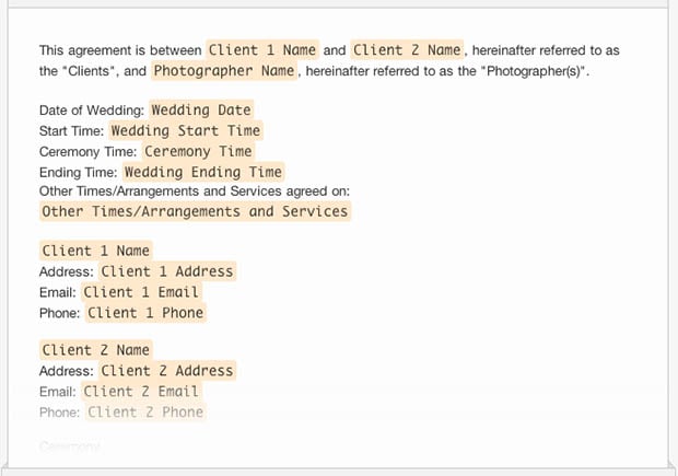 photography client contract template