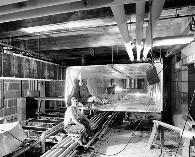 Workers inside Ductwork during the Renovation of the White House