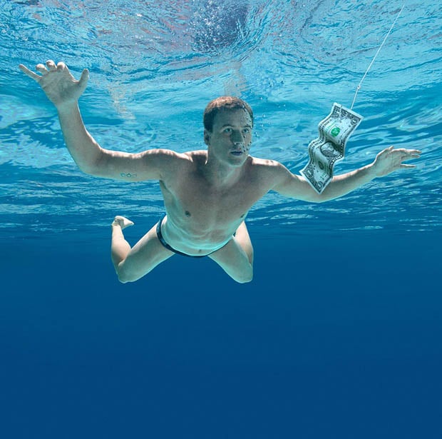 Olympic gold medal swimmer Ryan Lochte as the baby in Nirvana's Nevermind
