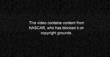 This is what the video was briefly replaced with after the NASCAR takedown request