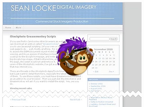 Sean Locke had authored a number of Greasemonkey scripts that enhanced the iStockphoto web service for many users