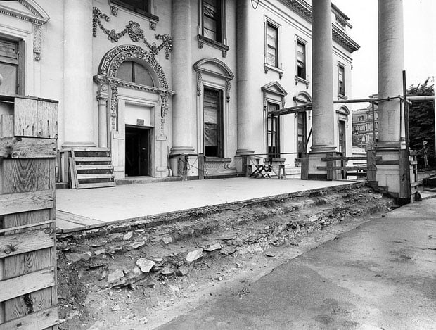 Southwest View of the North Portico of the White House during the Renovation