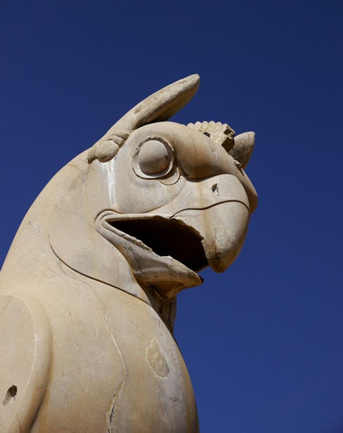 Detail of Persepolis. After the Islamic Revolution, hardline clerics called for the destruction of the site, but official unease prevailed. "They realized this would unite the people against them" says an English teacher named Ali, quoted in National Geographic.