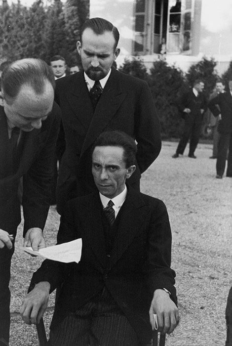 A photo of Nazi politician Joseph Goebbels scowling at photographer Alfred Eisenstaedt after finding out Eisenstaedt was Jewish