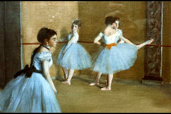 Dancers at the Opera by Edgar Degas. The slight black line at the top and bottom represent the original image. It looks like they cropped it slightly when they scanned it.