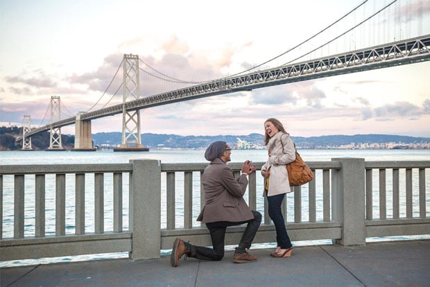 On his first day in California, Round managed to photograph a proposal going doing in SF.