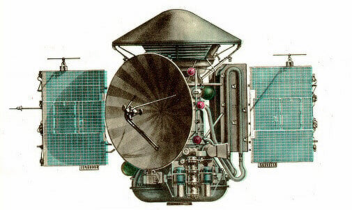 A drawing of the Mars 3 spacecraft courtesy of NASA.