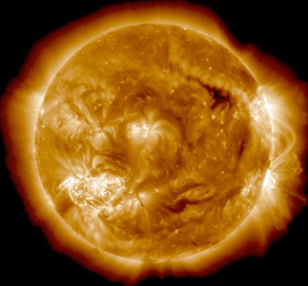 This video shows the sun in the 193 Angstrom wavelength of extreme ultraviolet light. It covers a time period of June 2, 2010 to April 15, 2013 at a cadence of one frame per day. Early in the sequence, SDO's coverage was intermittent, so not every day is represented. 193 Angstrom light highlights material around 1 million Kelvin and shows features in the corona and flare plasma. 193 also reveals dark areas called coronal holes where the high-speed solar wind originates.