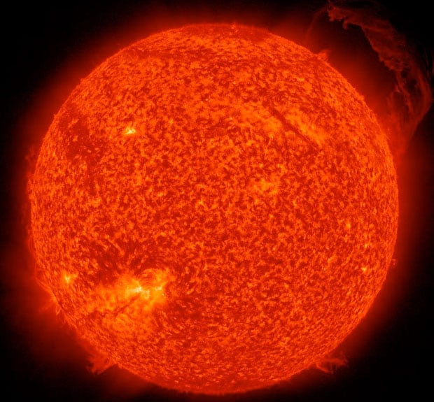 This video shows the sun in the 304 Angstrom wavelength of extreme ultraviolet light. It covers a time period of June 2, 2010 to April 15, 2013 at a cadence of one frame per day. Early in the sequence, SDO's coverage was intermittent, so not every day is represented. 304 Angstrom light highlights material around 50,000 Kelvin and shows features in the transition region and chromosphere of the sun.