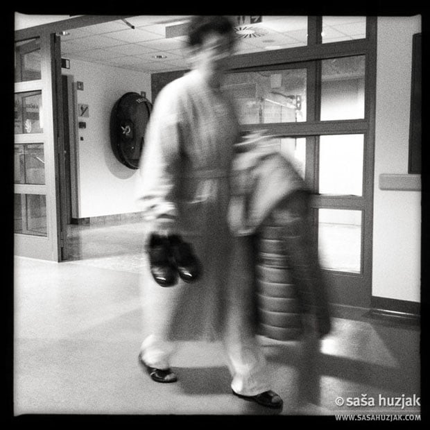 Going home - a patient with her civilian clothing