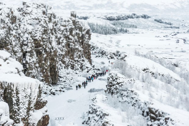 Snow walkers in Iceland