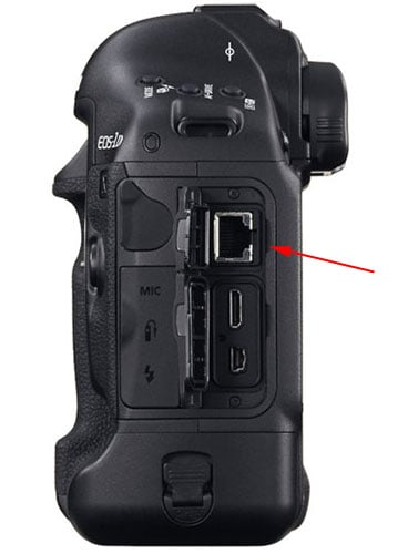 The Ethernet port on the Canon 1D X