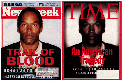 June 1994 covers of Newsweek and Time both showed OJ Simpson, albeit very differently