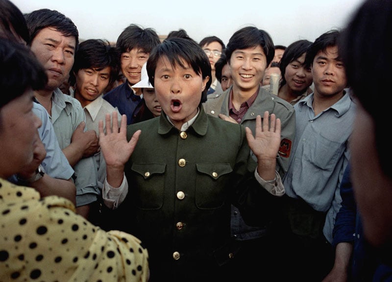 A policewoman during the 1989 Tiananmen Square protests
