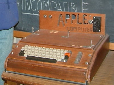 Apple I computer in wooden case. Courtesy WIkepedia Commons
