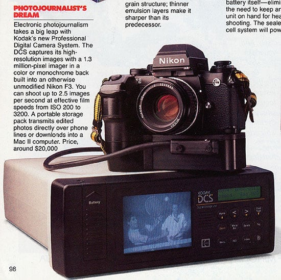 A 1991 advertisement for the Nikon DCS-100, marketed for professionals.