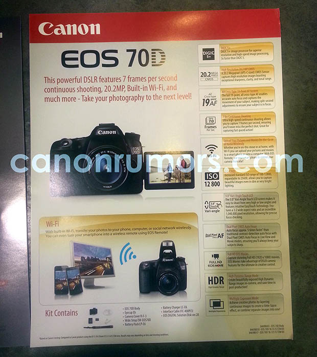 A leaked Canon EOS 70D spec sheet from earlier this year.