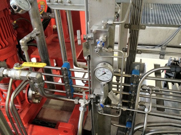 Pipework in a chemical injection unit for methane hydrate inhibition