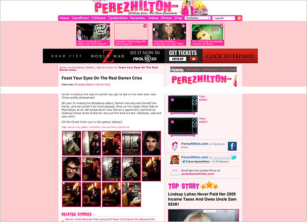 The photographs as they appeared on PerezHilton.com