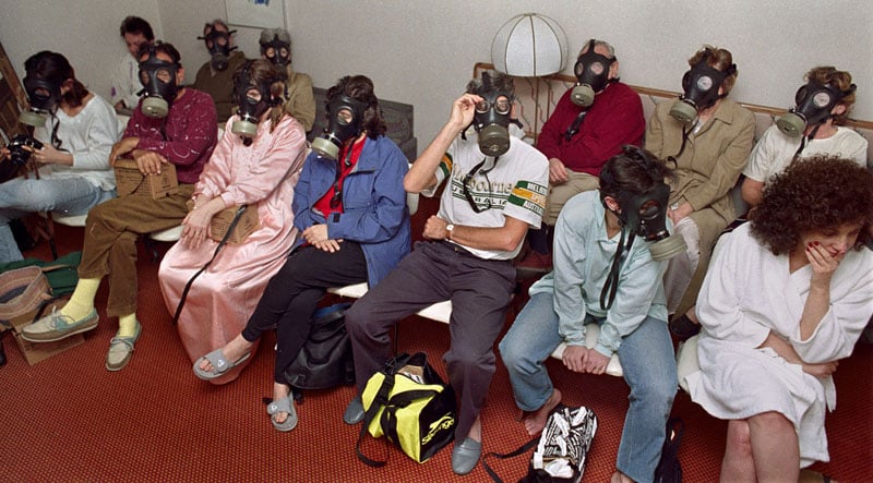 1991: Gas masks during the Gulf war
