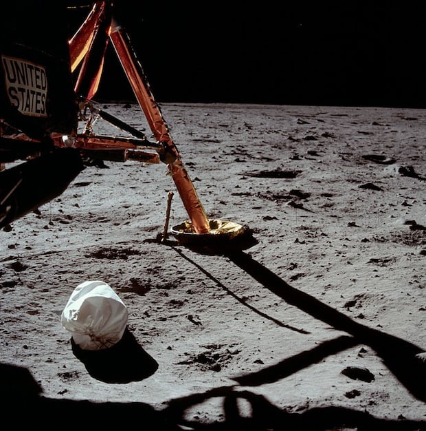 The first photo Apollo 11 astronaut Neil Armstrong took after setting foot on the Moon.
