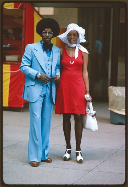"Michigan Avenue, Chicago" (couple on street)," by Perry Riddle