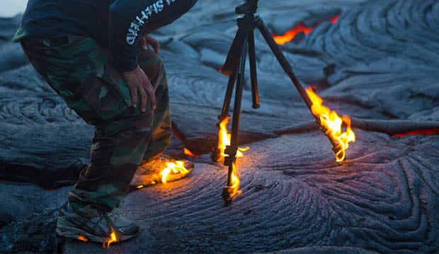 Photographer Gets So Close To Lava That His Shoes And Tripod Catch On Fire Petapixel