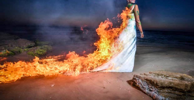 Photography on Fire A Trash the Dress Shoot Done with Real Flames