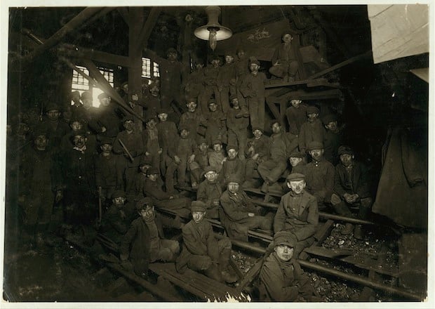 Noon hour in the Ewen Breaker, Pennsylvania Coal Co. Location: South Pittston, Pennsylvania.