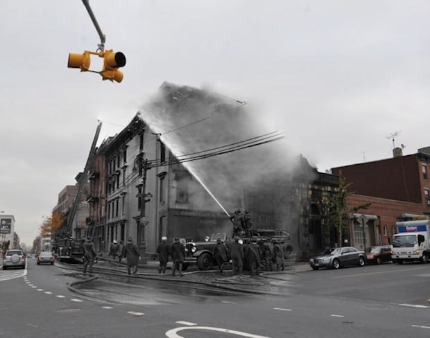 Firefighters work to put out a blaze at 31 Grand St. in Brooklyn in February of 1946. 