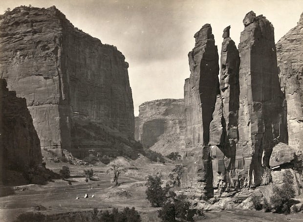 "Camp Beauty," rock towers and canyon walls in the Canyon de Chelly National Monument, Arizona. Taken in 1873.