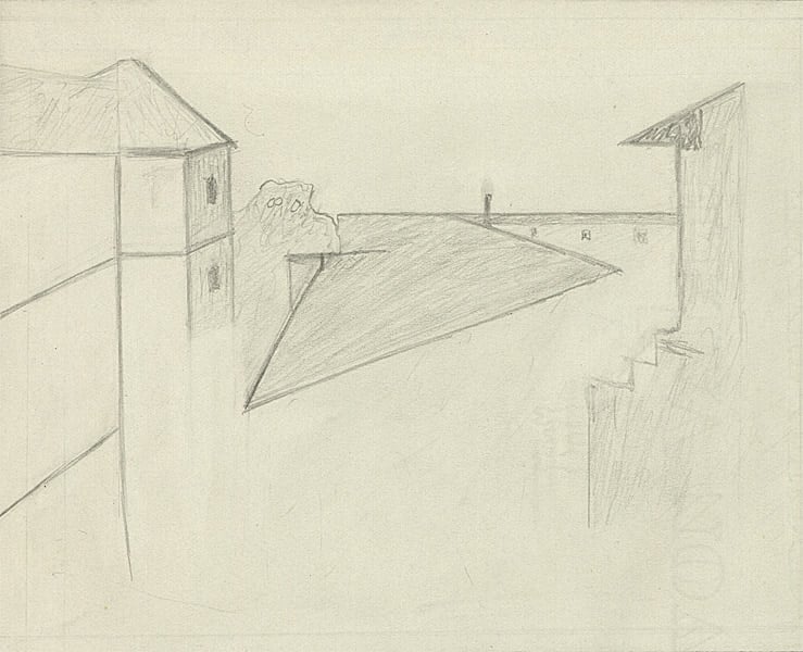 Helmut Gernsheim’s drawing of the famous image. Gernsheim died in 1995. Courtesy of the Harry Ransom Center.