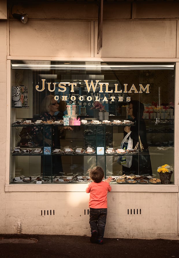 One of my favorite shots from the EOS 70D test (no it wasn't a set-up photo!). The little boy refused to leave the chocolate store and kept staring at the window display, and it took me ten minutes before I captured this image with all the elements in place.
