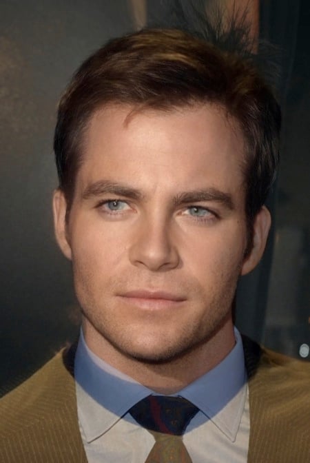 William Shatner and Chris Pine as Captain Kirk