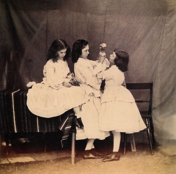 Portrait of Edith (left), Lorina (center) and Alice (right) Liddell. 1860.