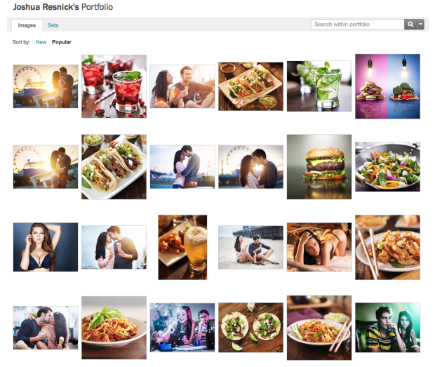 A screencap of Resnick's Shutterstock Portfolio