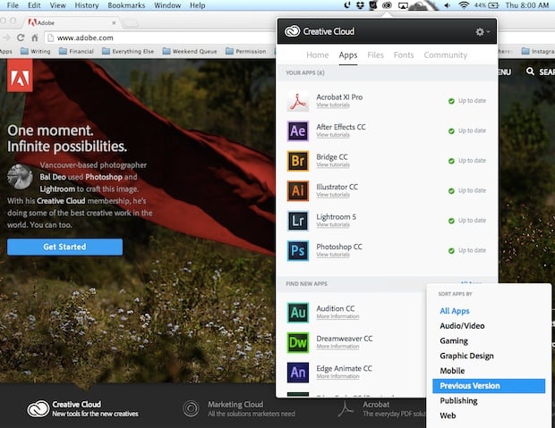 install adobe creative cloud app