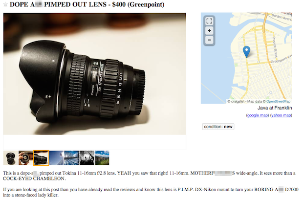 This Is How You Sell A Lens On Craigslist The Classified Ad To End All Classified Ads