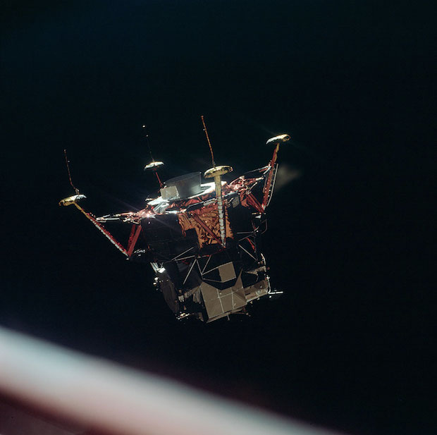 Landing module inside the Moon's orbit.