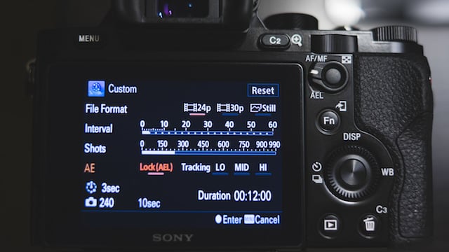Time-Lapse app on the Sony a7S