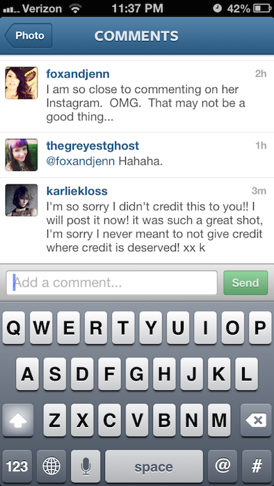 Karlie apology on Rachels instagram copy