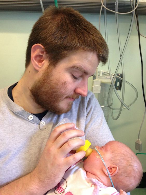 Day 107: This is the first time I have bottle-fed Edie. Up to this point Edie has been fed by nasogastric or oral gastric tube.