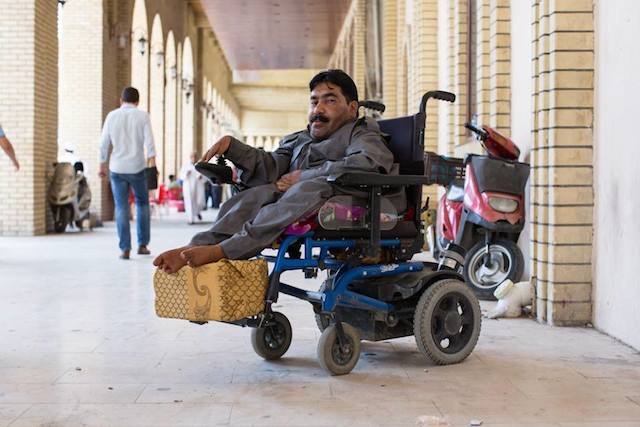 “My happiest moments are whenever I see my mother happy.”“What’s the happiest you’ve ever seen her?”“When I was a child, some German doctors told us that I could have a surgery in Italy, and my legs would work again. She was so happy she started crying. But I never had the money to go.” (Erbil, Iraq)