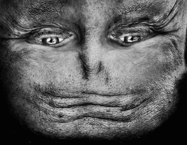 human face black and white