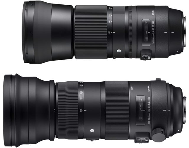 The Sigma 150-600 Contemporary (top) and the 150-600 Sport (bottom)