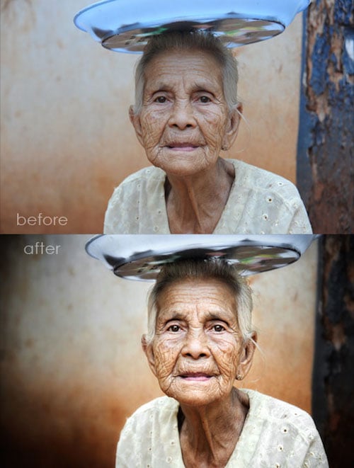 Myanmar lady before and after editing