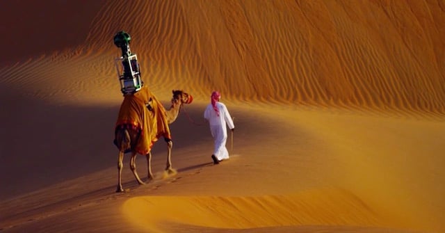 Image result for Google hired a camel to create the Street View of a desert